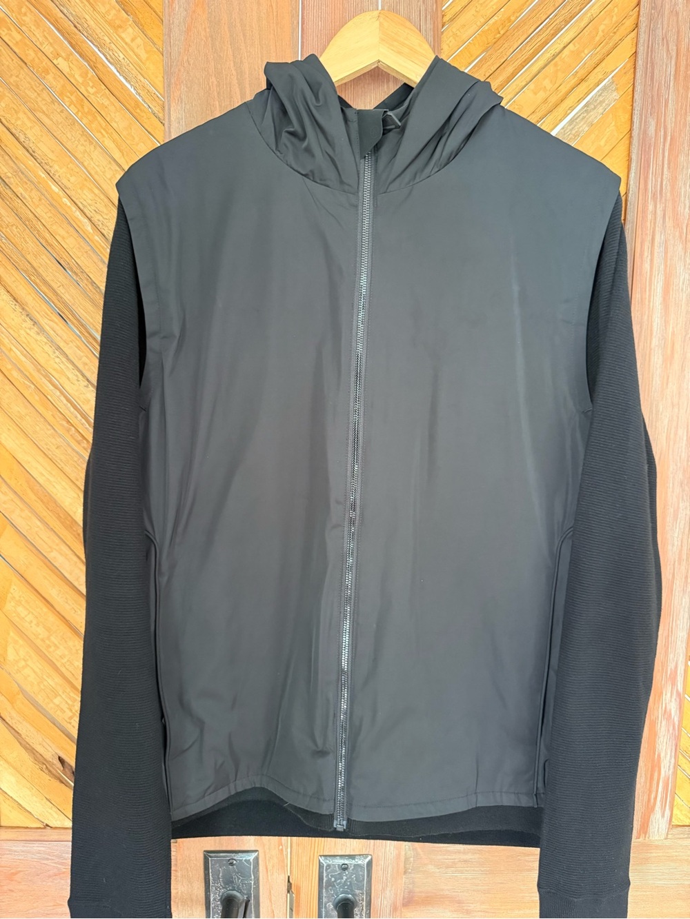 Men's Black Hooded Lightweight Zip Jacket